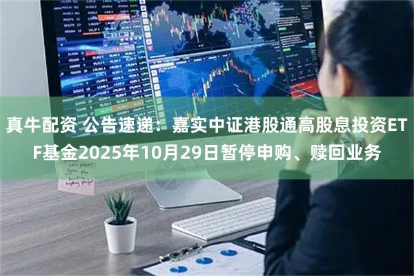 真牛配资 公告速递：嘉实中证港股通高股息投资ETF基金2025年10月29日暂停申购、赎回业务