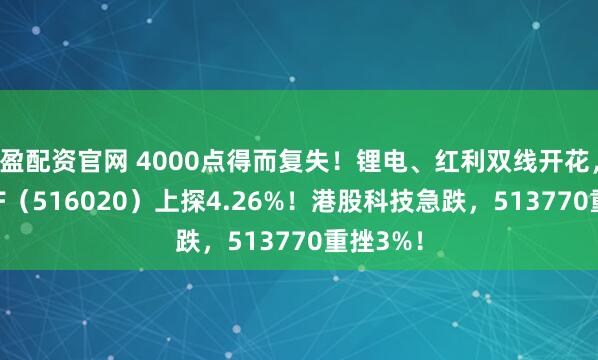 盈配资官网 4000点得而复失！锂电、红利双线开花，化工ETF（516020）上探4.26%！港股科技急跌，513770重挫3%！