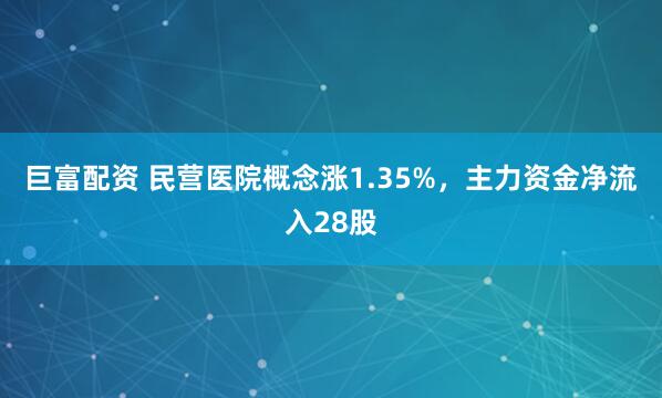 巨富配资 民营医院概念涨1.35%，主力资金净流入28股